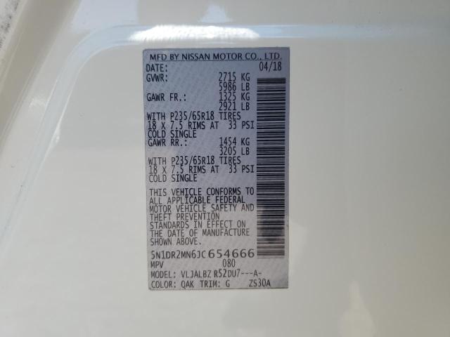 Photo 14 from auction – 2018 NISSAN PATHFINDER with VIN 5N1DR2MN6JC654666