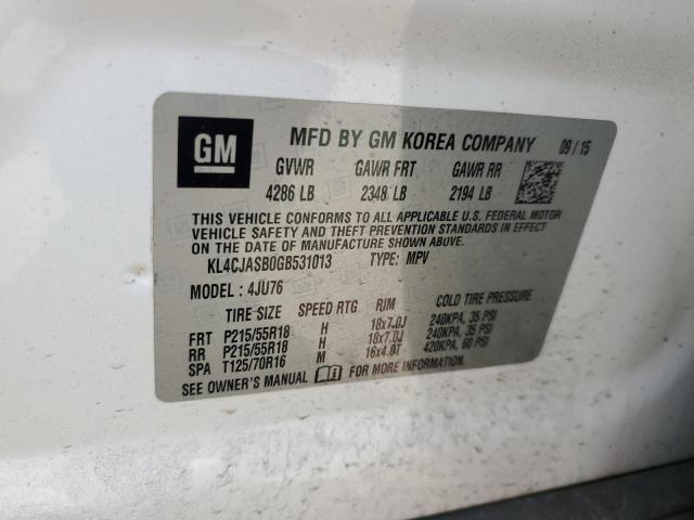 Photo 14 from auction – 2016 BUICK ENCORE with VIN KL4CJASB0GB531013