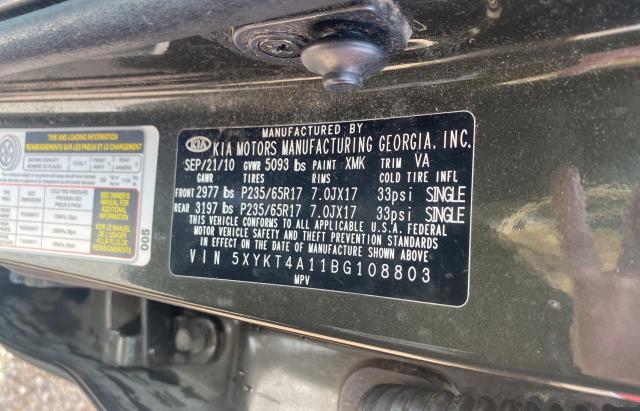Photo 10 from auction – 2011 KIA SORENTO BA with VIN 5XYKT4A11BG108803