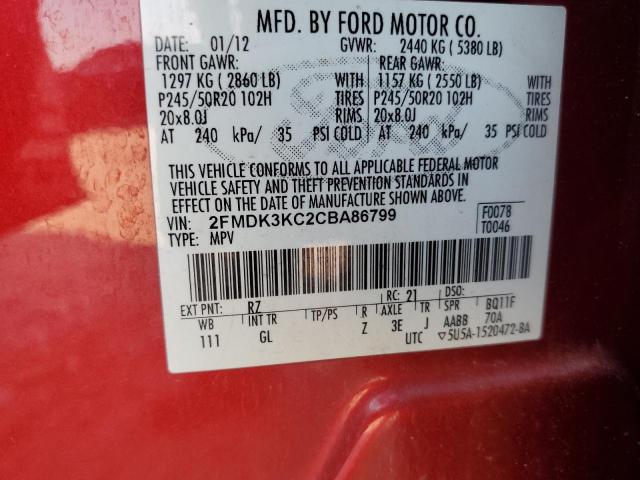 Photo 14 from auction – 2012 FORD EDGE LIMIT with VIN 2FMDK3KC2CBA86799