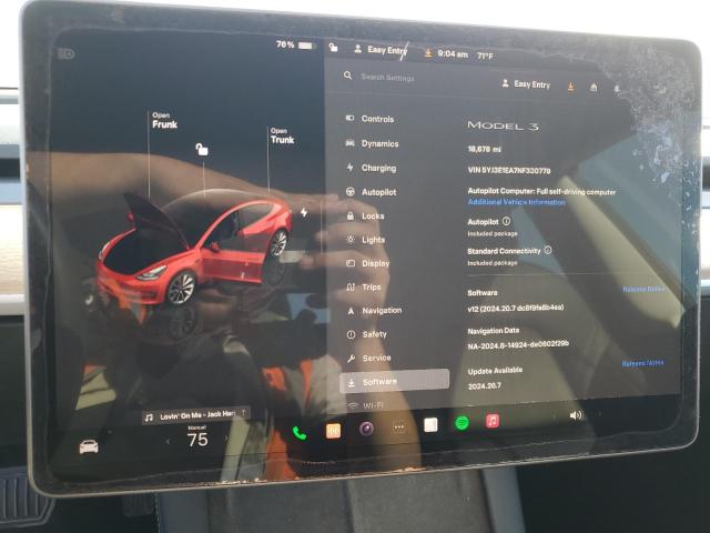 Photo 9 from auction – 2022 TESLA MODEL 3 with VIN 5YJ3E1EA7NF330779