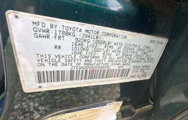 Photo 10 from auction – 2002 TOYOTA RAV4 with VIN JTEGH20V620068042