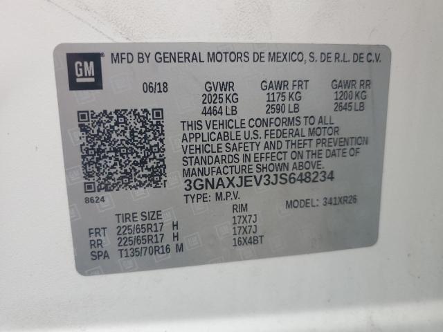 Photo 14 from auction – 2018 CHEVROLET EQUINOX LT with VIN 3GNAXJEV3JS648234