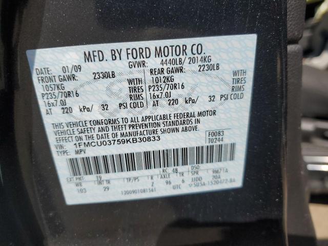 Photo 14 from auction – 2009 FORD ESCAPE XLT with VIN 1FMCU03759KB30833