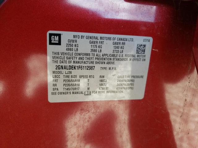Photo 14 from auction – 2015 CHEVROLET EQUINOX LT with VIN 2GNALDEK1F6112987