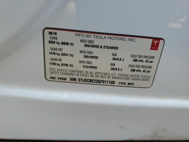 Photo 14 from auction – 2016 TESLA MODEL X with VIN 5YJXCBE23GF011100