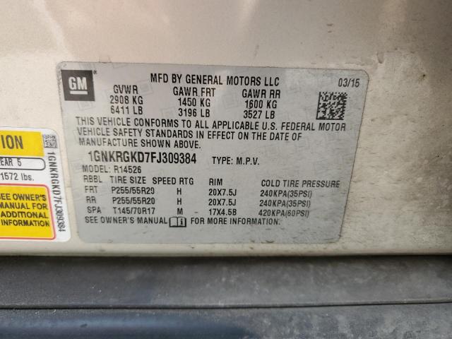 Photo 14 from auction – 2015 CHEVROLET TRAVERSE with VIN 1GNKRGKD7FJ309384