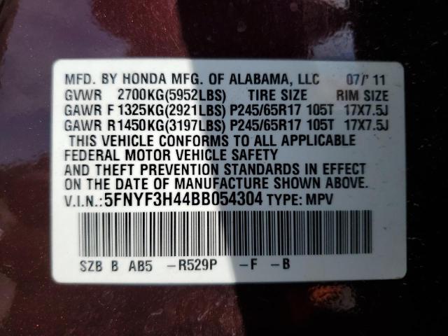 Photo 14 from auction – 2011 HONDA PILOT EX with VIN 5FNYF3H44BB054304