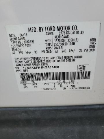 Photo 14 from auction – 2017 FORD EXPLORER L with VIN 1FM5K8FH1HGA11468