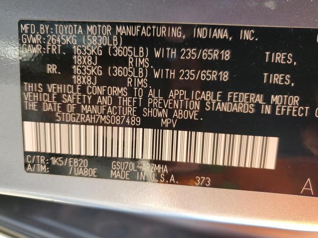 Photo 14 from auction – 2021 TOYOTA HIGHLANDER with VIN 5TDGZRAH7MS087489