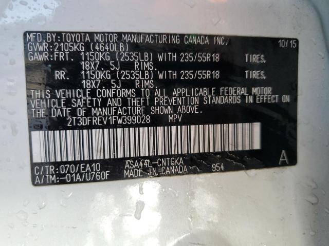 Photo 14 from auction – 2015 TOYOTA RAV4 LIMIT with VIN 2T3DFREV1FW399028