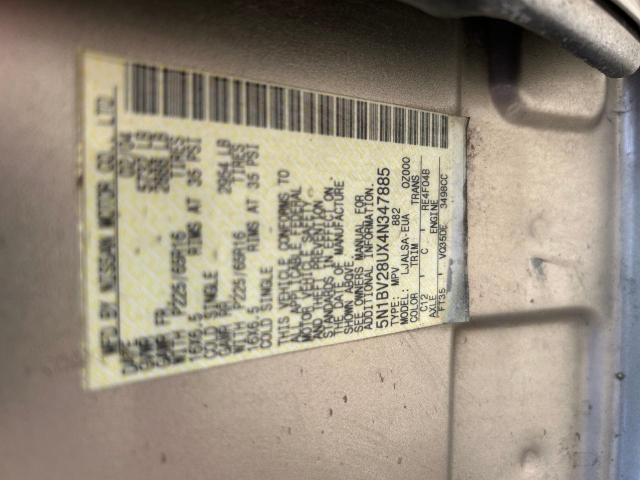 Photo 10 from auction – 2004 NISSAN QUEST S with VIN 5N1BV28UX4N347885