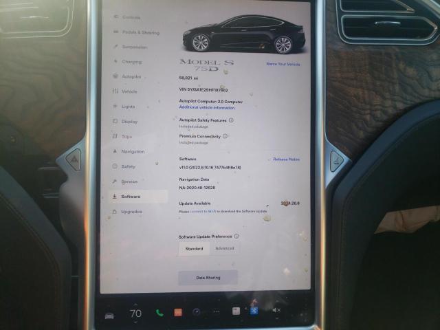 Photo 9 from auction – 2017 TESLA MODEL S with VIN 5YJSA1E29HF187662
