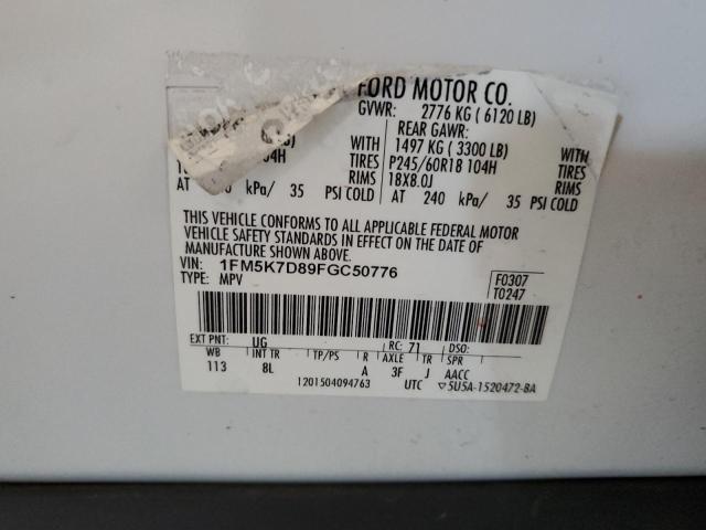 Photo 14 from auction – 2015 FORD EXPLORER X with VIN 1FM5K7D89FGC50776
