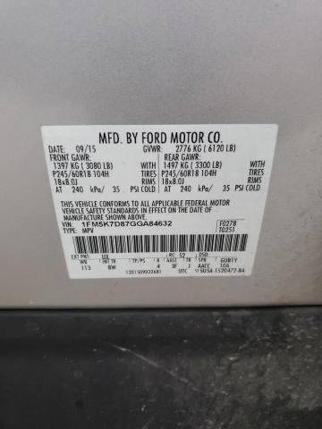Photo 14 from auction – 2016 FORD EXPLORER X with VIN 1FM5K7D87GGA84632