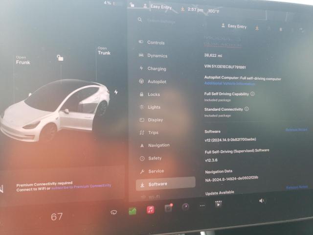 Photo 9 from auction – 2020 TESLA MODEL 3 with VIN 5YJ3E1EC8LF791861