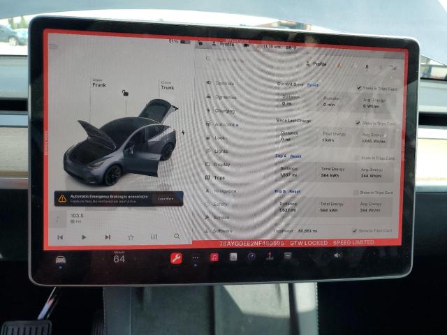 Photo 9 from auction – 2022 TESLA MODEL Y with VIN 7SAYGDEE2NF480595