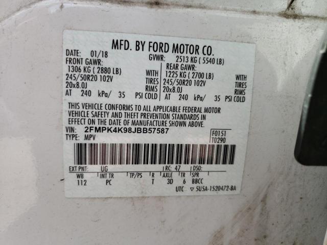 Foto 14 de la subasta – 2018 FORD EDGE TITAN con VIN 2FMPK4K98JBB57587