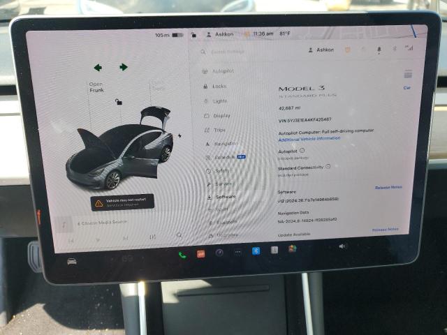 Photo 9 from auction – 2019 TESLA MODEL 3 with VIN 5YJ3E1EA4KF425487