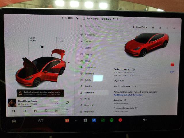 Photo 9 from auction – 2020 TESLA MODEL 3 with VIN 5YJ3E1EB2LF711011