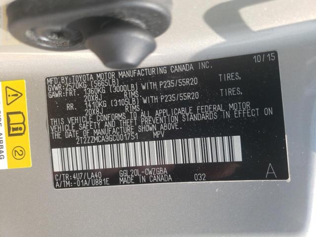 Photo 14 from auction – 2016 LEXUS RX 350 with VIN 2T2ZZMCA9GC001751