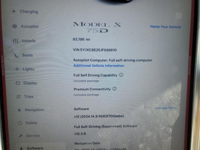 Photo 9 from auction – 2018 TESLA MODEL X with VIN 5YJXCBE25JF088610