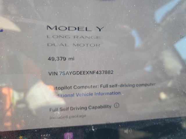 Photo 9 from auction – 2022 TESLA MODEL Y with VIN 7SAYGDEEXNF437882