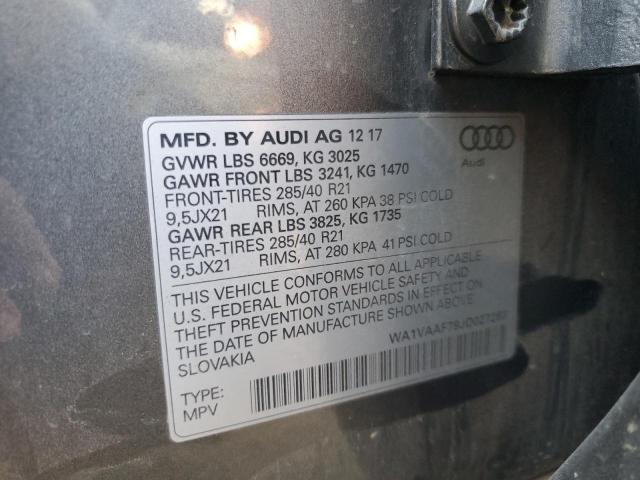Photo 14 from auction – 2018 AUDI Q7 PRESTIG with VIN WA1VAAF79JD027263