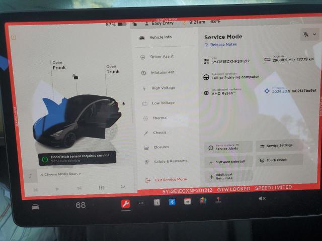 Photo 9 from auction – 2022 TESLA MODEL 3 with VIN 5YJ3E1ECXNF201212