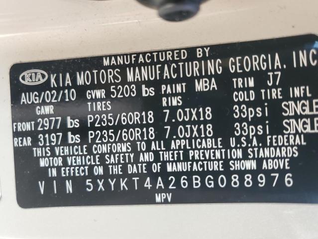 Photo 14 from auction – 2011 KIA SORENTO BA with VIN 5XYKT4A26BG088976