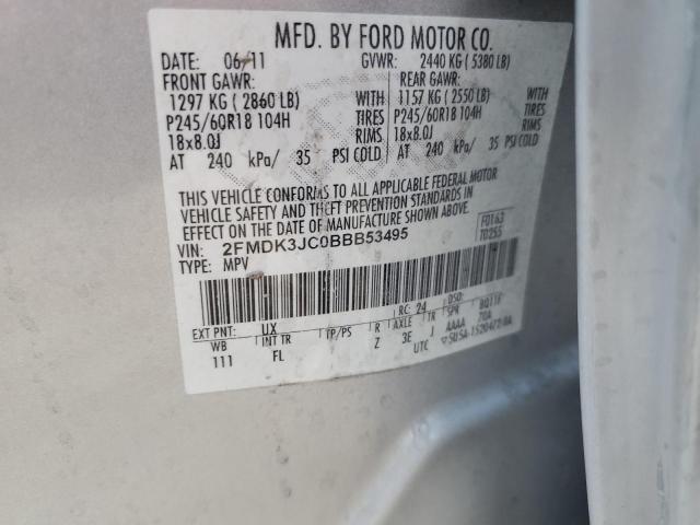 Photo 14 from auction – 2011 FORD EDGE SEL with VIN 2FMDK3JC0BBB53495