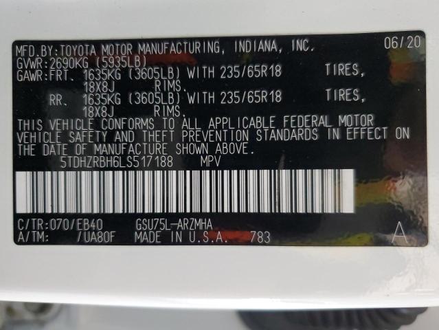 Photo 14 from auction – 2020 TOYOTA HIGHLANDER with VIN 5TDHZRBH6LS517188