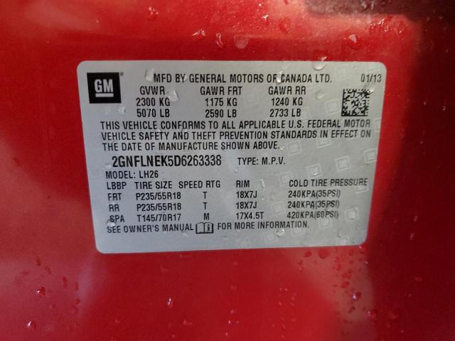 Photo 14 from auction – 2013 CHEVROLET EQUINOX LT with VIN 2GNFLNEK5D6263338