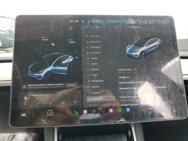 Photo 9 from auction – 2018 TESLA MODEL 3 with VIN 5YJ3E1EA7JF077487