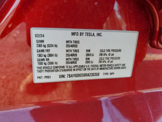 Photo 14 from auction – 2024 TESLA MODEL Y with VIN 7SAYGDEE6RA230358