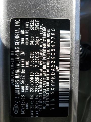 Photo 14 from auction – 2019 KIA SORENTO SX with VIN 5XYPKDA52KG547780