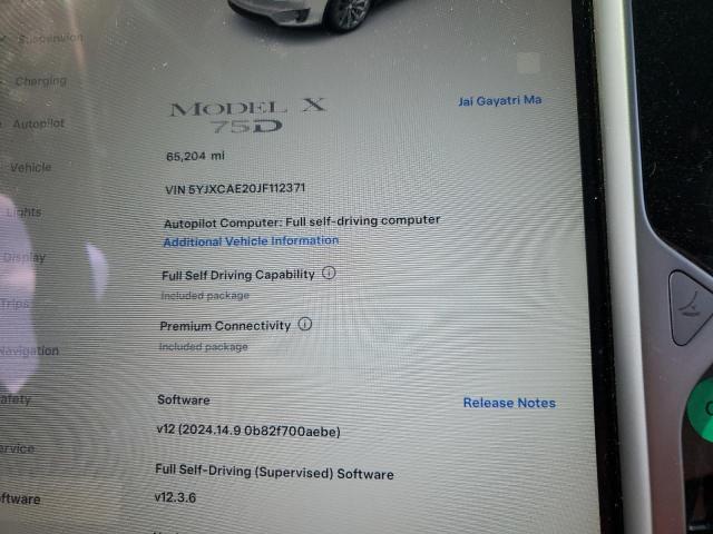 Photo 9 from auction – 2018 TESLA MODEL X with VIN 5YJXCAE20JF112371