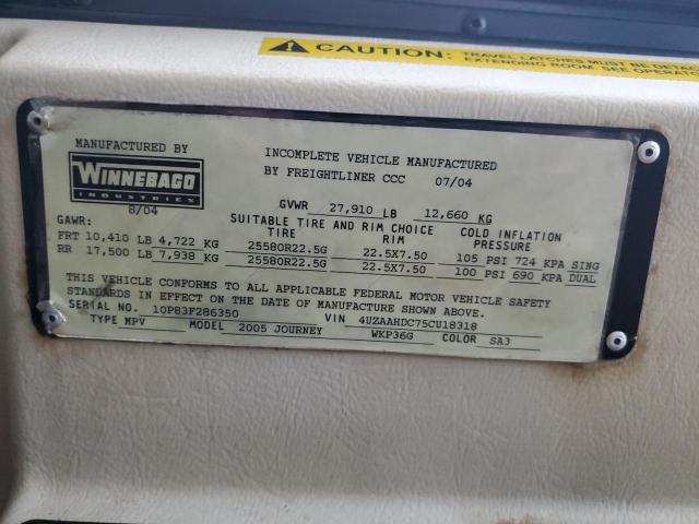 Photo 10 from auction – 2005 WINNEBAGO JOURNEY with VIN 4UZAAHDC75CU18318