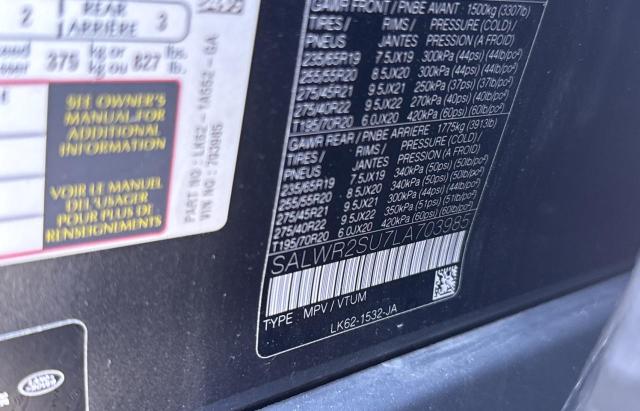 Photo 10 from auction – 2020 LAND ROVER RANGE ROVE with VIN SALWR2SU7LA703985