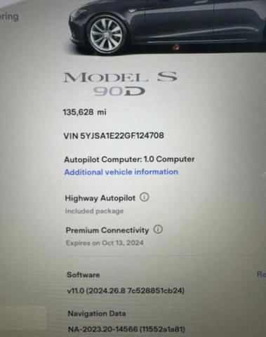 Photo 8 from auction – 2016 TESLA MODEL S with VIN 5YJSA1E22GF124708