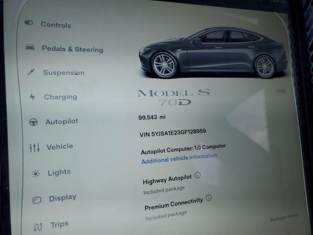 Photo 9 from auction – 2016 TESLA MODEL S with VIN 5YJSA1E23GF128959