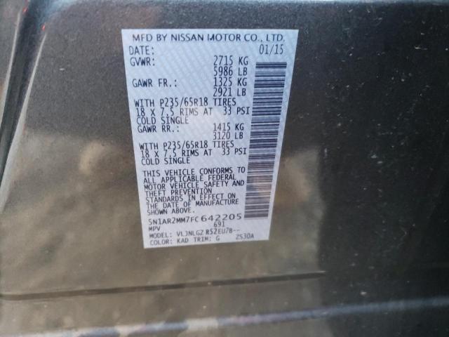 Photo 14 from auction – 2015 NISSAN PATHFINDER with VIN 5N1AR2MM7FC642205
