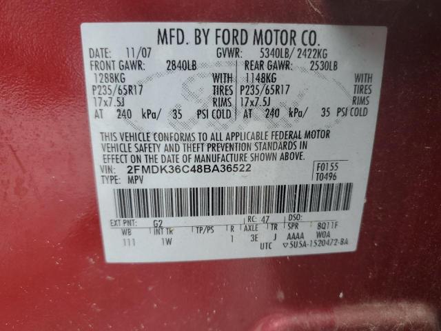 Photo 14 from auction – 2008 FORD EDGE SE with VIN 2FMDK36C48BA36522