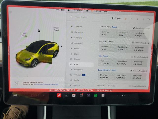 Photo 9 from auction – 2021 TESLA MODEL Y with VIN 5YJYGDED6MF110978