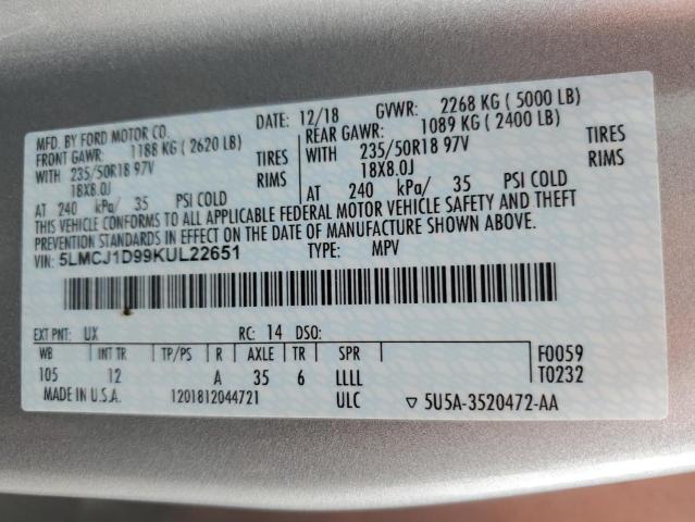 Photo 14 from auction – 2019 LINCOLN MKC with VIN 5LMCJ1D99KUL22651