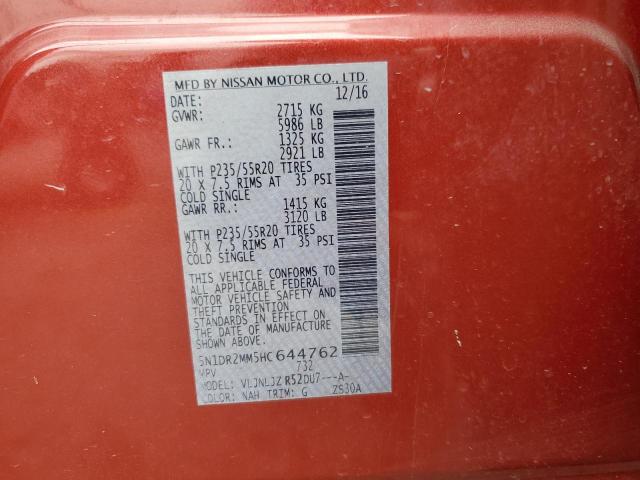 Photo 14 from auction – 2017 NISSAN PATHFINDER with VIN 5N1DR2MM5HC644762