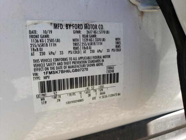 Photo 14 from auction – 2020 FORD EXPLORER with VIN 1FMSK7BH6LGB07270