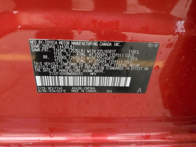Photo 14 from auction – 2011 TOYOTA RAV4 with VIN 2T3ZF4DV0BW066453
