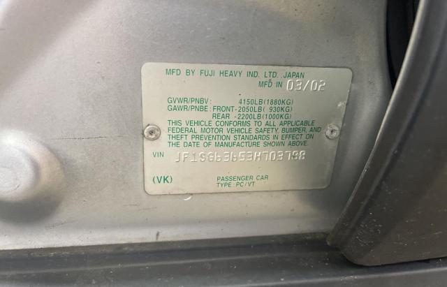 Photo 10 from auction – 2003 SUBARU FORESTER 2 with VIN JF1SG63653H703788