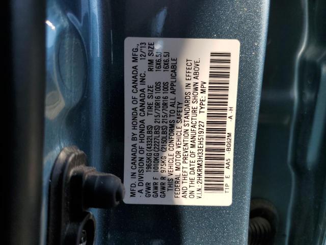 Photo 14 from auction – 2014 HONDA CR-V LX with VIN 2HKRM3H33EH519727